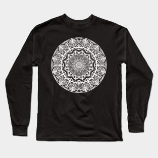 Fashionable White Mandala Pattern Design Long Sleeve T-Shirt